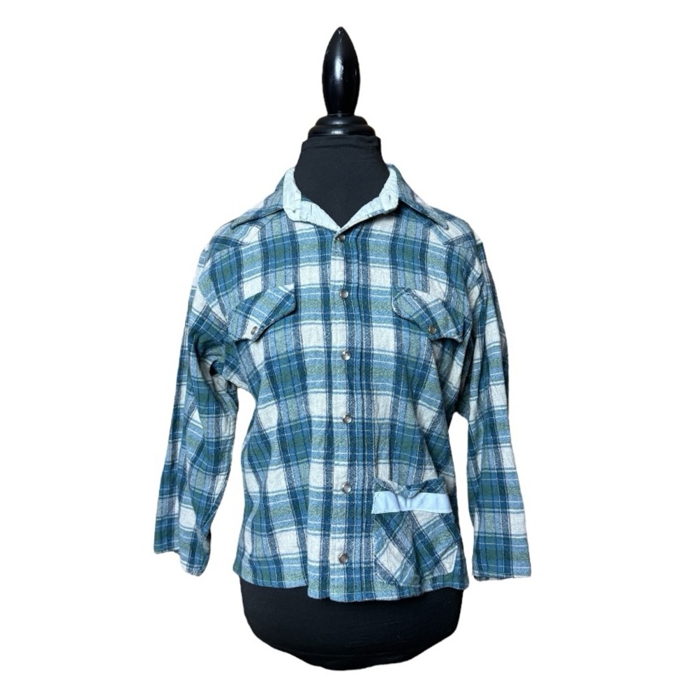 Vtg Pendleton Wool Cropped Western Flannel - image 2